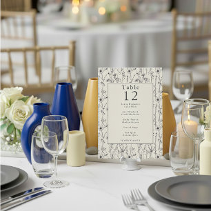 Pretty wild flowers table number place card