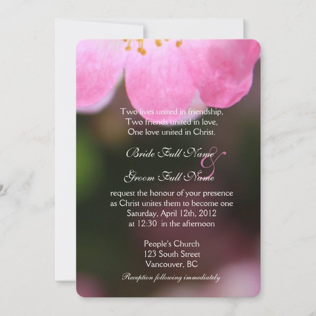 Pretty wild pink rose flower wedding invitations. invitation (Front)