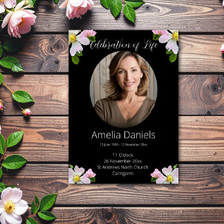 Pretty Wild Rose Celebration of Life Card