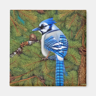 Pretty Wilderness Blue Jay Magnet