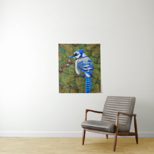 Pretty Wilderness Blue Jay Tapestry