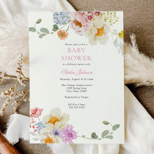 Pretty Wildflower Baby Shower Invitation