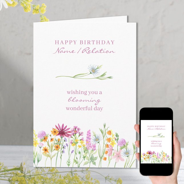 Pretty Wildflower Blooming Wonderful Birthday Card (Creator Uploaded)