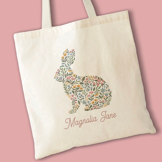 Pretty Wildflower Easter Bunny Rabbit Kids  Tote Bag (Creator Uploaded)
