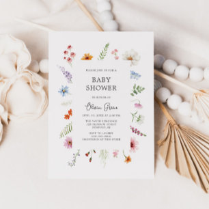 Pretty Wildflower Frame Baby Shower Invitation