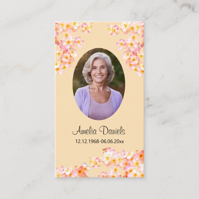 Pretty Wildflower Funeral Prayer Card (Front)