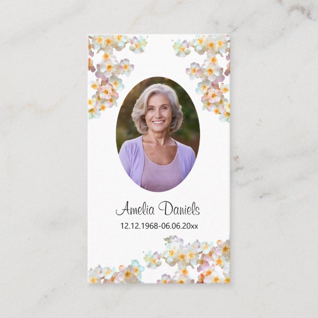 Pretty Wildflower Funeral Prayer Card (Front)
