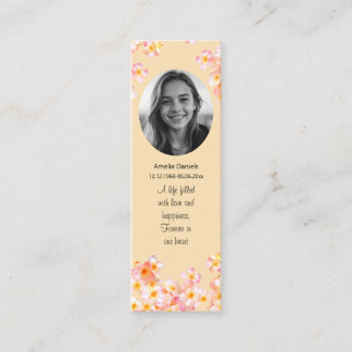 Pretty Wildflower Photo Funeral Mini Bookmark Calling Card