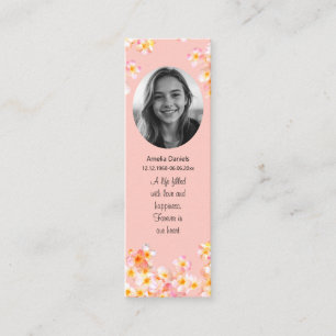 Pretty Wildflower Photo Funeral Mini Bookmark Calling Card