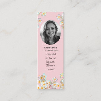Pretty Wildflower Photo Funeral Mini Bookmark Card
