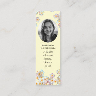 Pretty Wildflower Photo Funeral Mini Bookmark Card