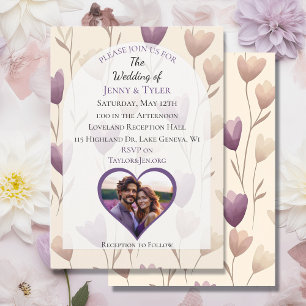 Pretty Wildflower Purple Botanical Wedding  Invitation