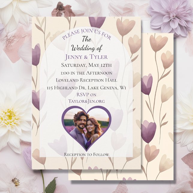 Pretty Wildflower Purple Botanical Wedding  Invitation (Creator Uploaded)