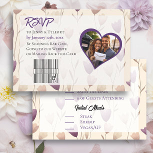 Pretty Wildflower Purple Botanical Wedding RSVP Card