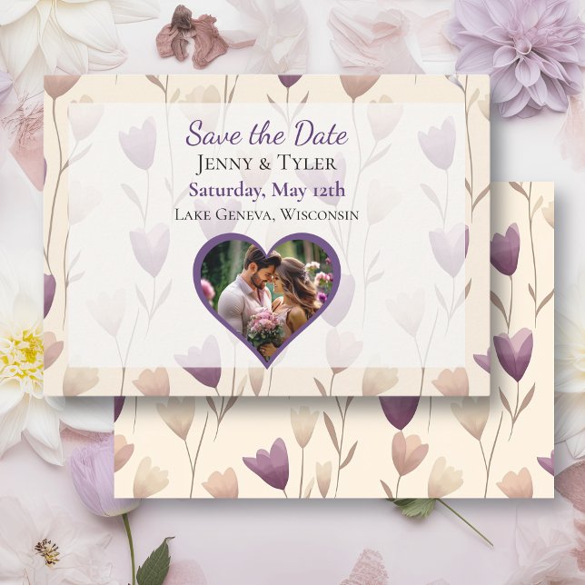 Pretty Wildflower Purple Botanical Wedding  Save The Date (Creator Uploaded)