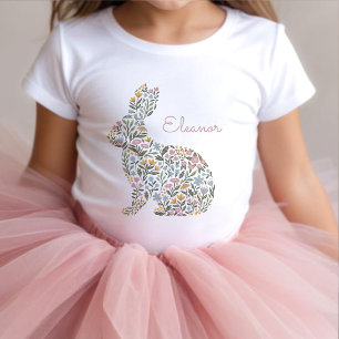 Pretty Wildflower Rabbit Easter Spring Name Toddler T-Shirt