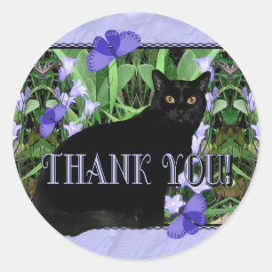 Pretty Wildflowers and Cat Thank You Stickers