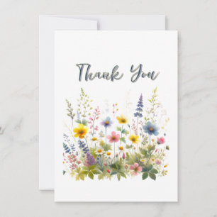 Pretty Wildflowers Birthday Party  Thank You Card