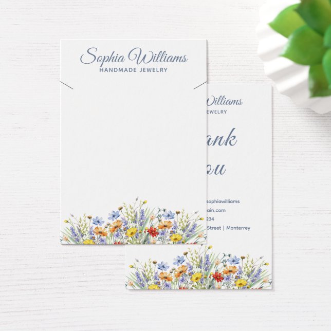 Pretty Wildflowers Border Necklace Display Card (Desk)