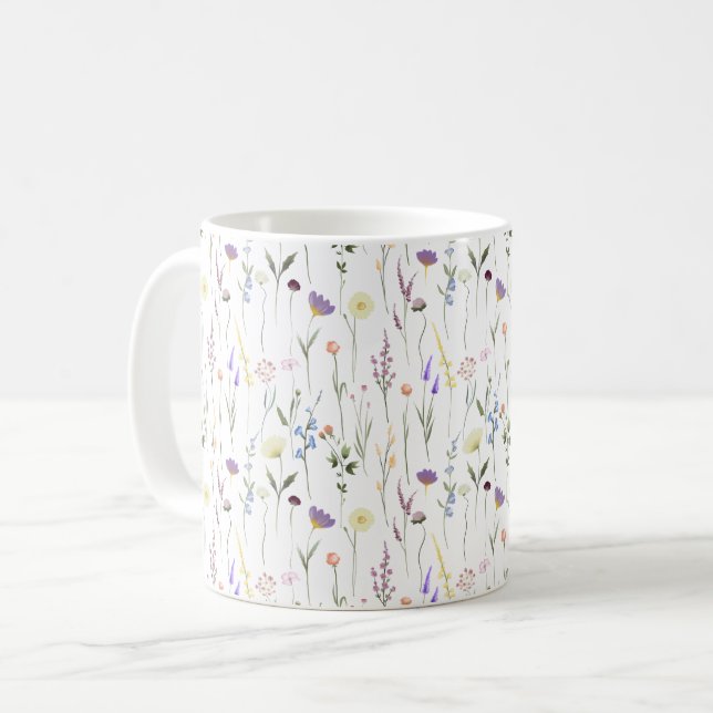 Pretty Wildflowers Floral Pattern Coffee Mug (Front Left)