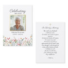 Pretty Wildflowers Funeral Memorial Prayer Card