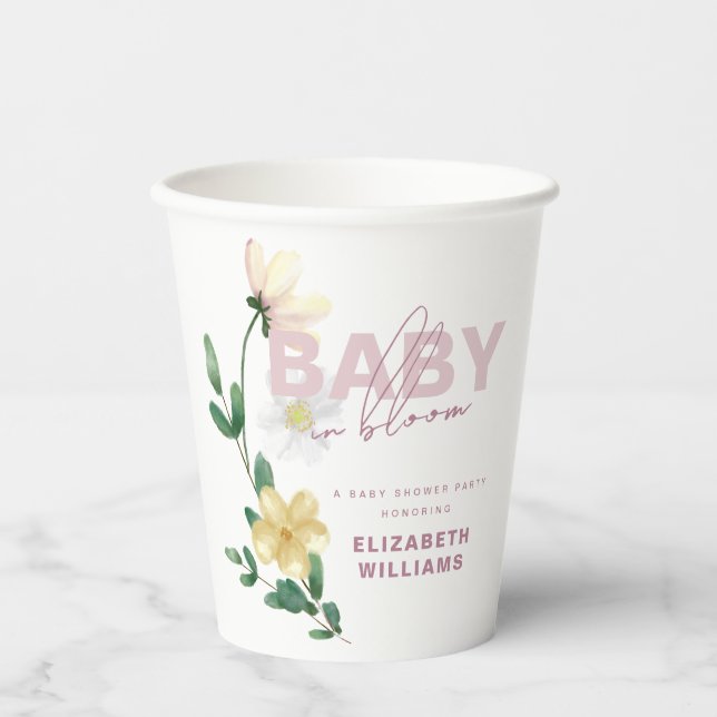 Pretty Wildflowers in Bloom Baby Shower  Paper Cups (Front)