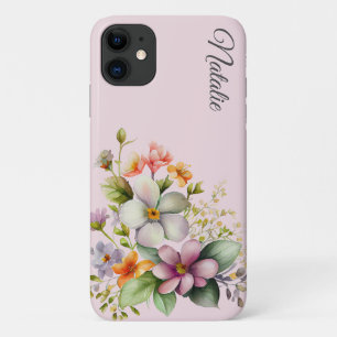 Pretty Wildflowers on pale pink Case-Mate iPhone Case