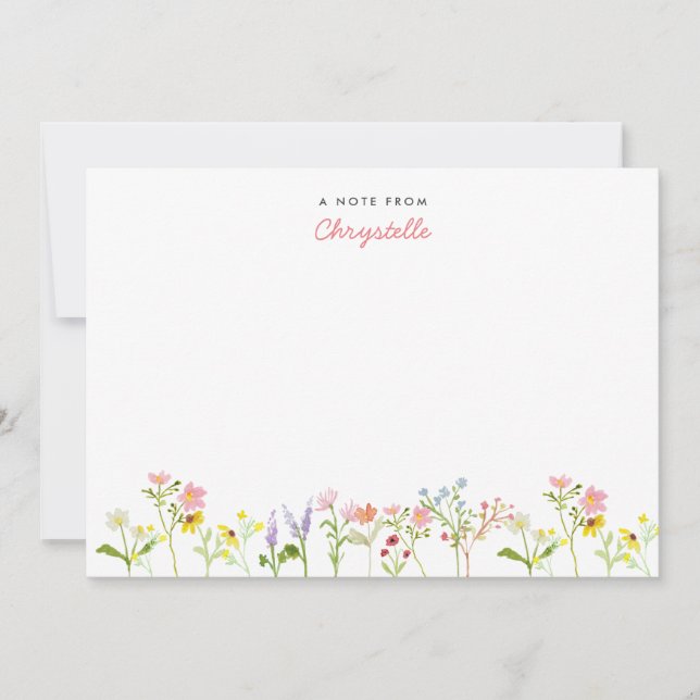 Pretty Wildflowers Personalised Note Card (Front)