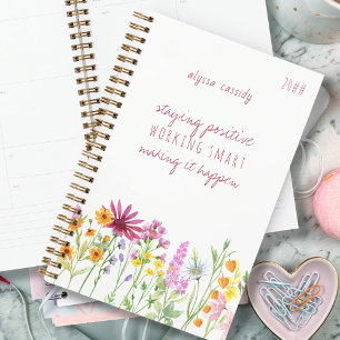 Pretty Wildflowers Positivity Quote Personalised Planner