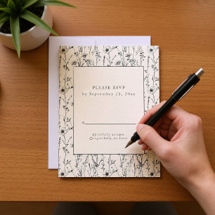 Pretty wildflowers seamless pattern RSVP card