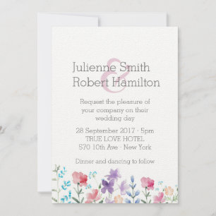 Pretty Wildflowers Watercolor Wedding Invitations