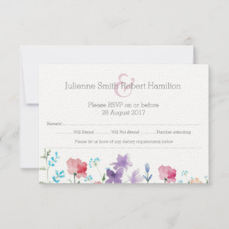 Pretty Wildflowers Watercolor Wedding RSVP Card