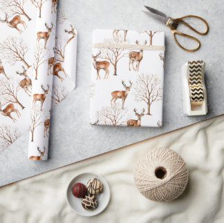 Pretty Wildlife Deer Scenery Gift Wrapping Paper