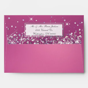 Pretty Wine Pink with Confetti and Silver Envelope