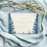 Pretty winter green pine trees save the date