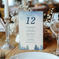 Pretty winter pine trees blue seating chart