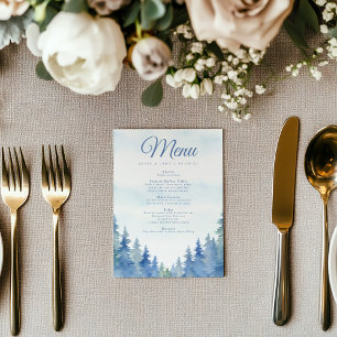 Pretty winter pine trees wedding menu
