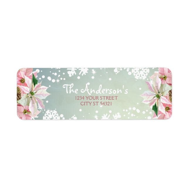 Pretty Winter Poinsettia Address Labels (Front)