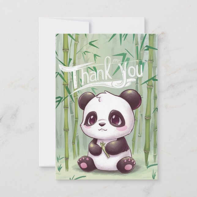 Pretty Wishes Panda Thank You Card (Front)