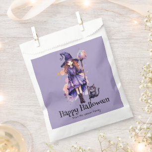 Pretty Witch and Black Cat Happy Halloween Favour Bags