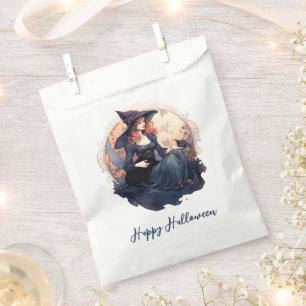 Pretty Witch and Cute Black Cat Happy Halloween Favour Bags