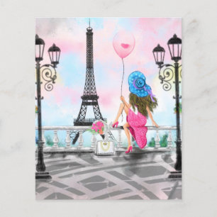Pretty Woman and Pink Heart Balloon - I Love Paris Flyer