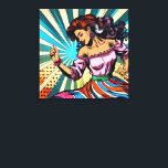 Pretty Woman Dancing Salsa Pop Art Canvas Print<br><div class="desc">Beautiful woman dancing Salsa in a pop art comic book style. Colourful ai art for those who love to dance.</div>