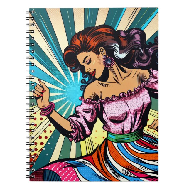 Pretty Woman Dancing Salsa Pop Art Notebook (Front)