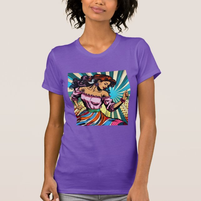 Pretty Woman Dancing Salsa Pop Art T-Shirt (Front)