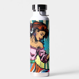Pretty Woman Dancing Salsa Pop Art Water Bottle