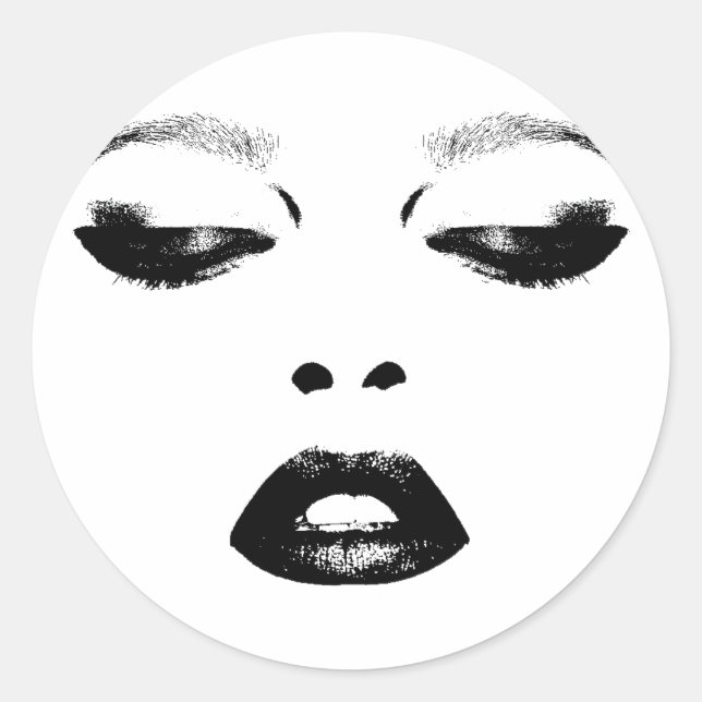 Pretty woman Face Eyes lips Fashion Makeup Art Classic Round Sticker (Front)