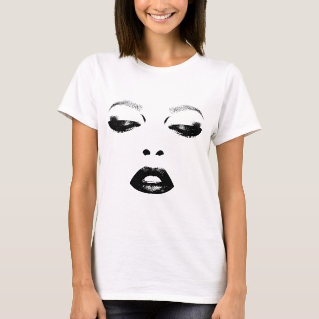 Pretty woman Face Eyes lips Fashion Original Art T-Shirt (Front)