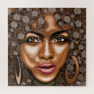 Pretty Woman Flower Hair Jigsaw Puzzle Painting
