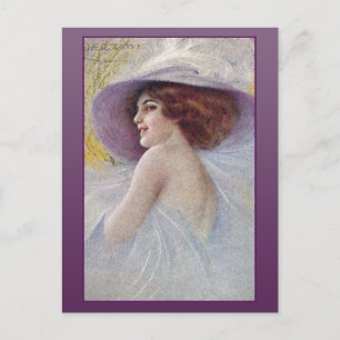 Pretty Woman in a Large Hat Cards and Postcards